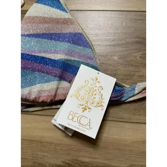 NWT! Becca Sound Waves Metallic Halter Bikini Top Size D - Picture 4 of 8